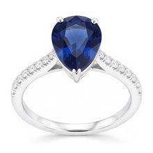 Natural Sapphire Ring 3ct - White Gold 14K