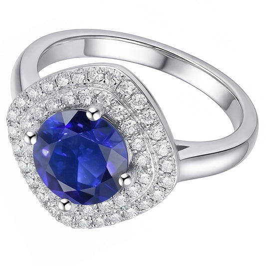 Natural Sapphire Ring 3ct - White Gold 14K