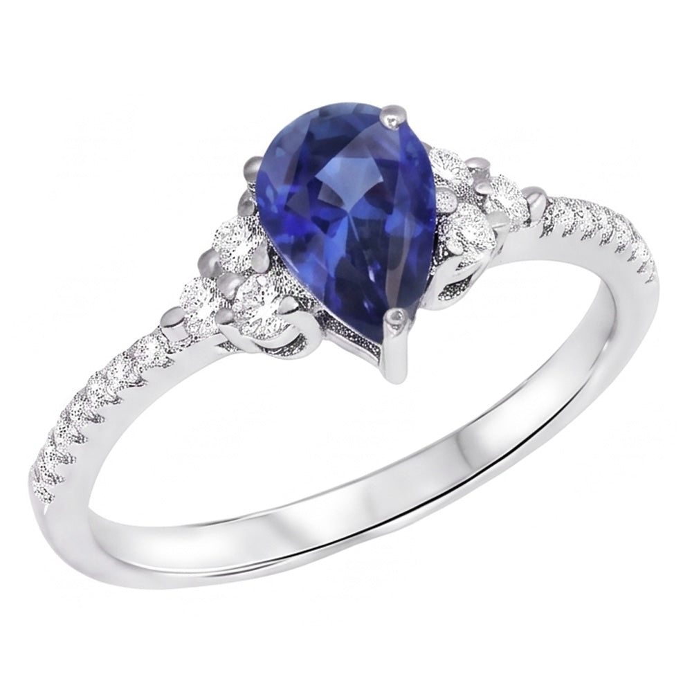 Natural Sapphire Ring 3ct - White Gold 14K