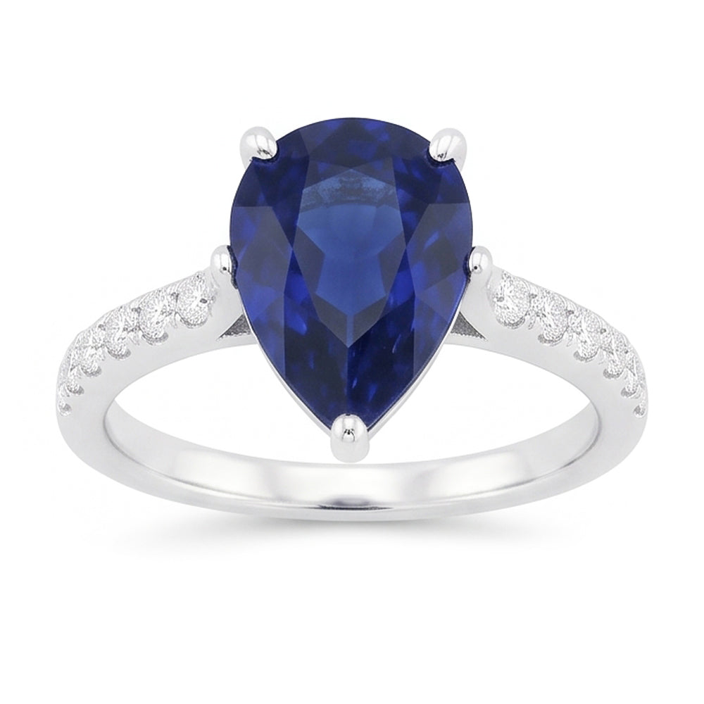 Natural Sapphire Ring 3ct - White Gold 14K