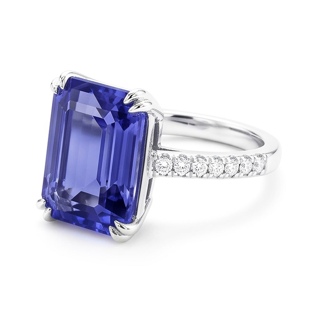Natural Sapphire Ring 3ct - White Gold 14K