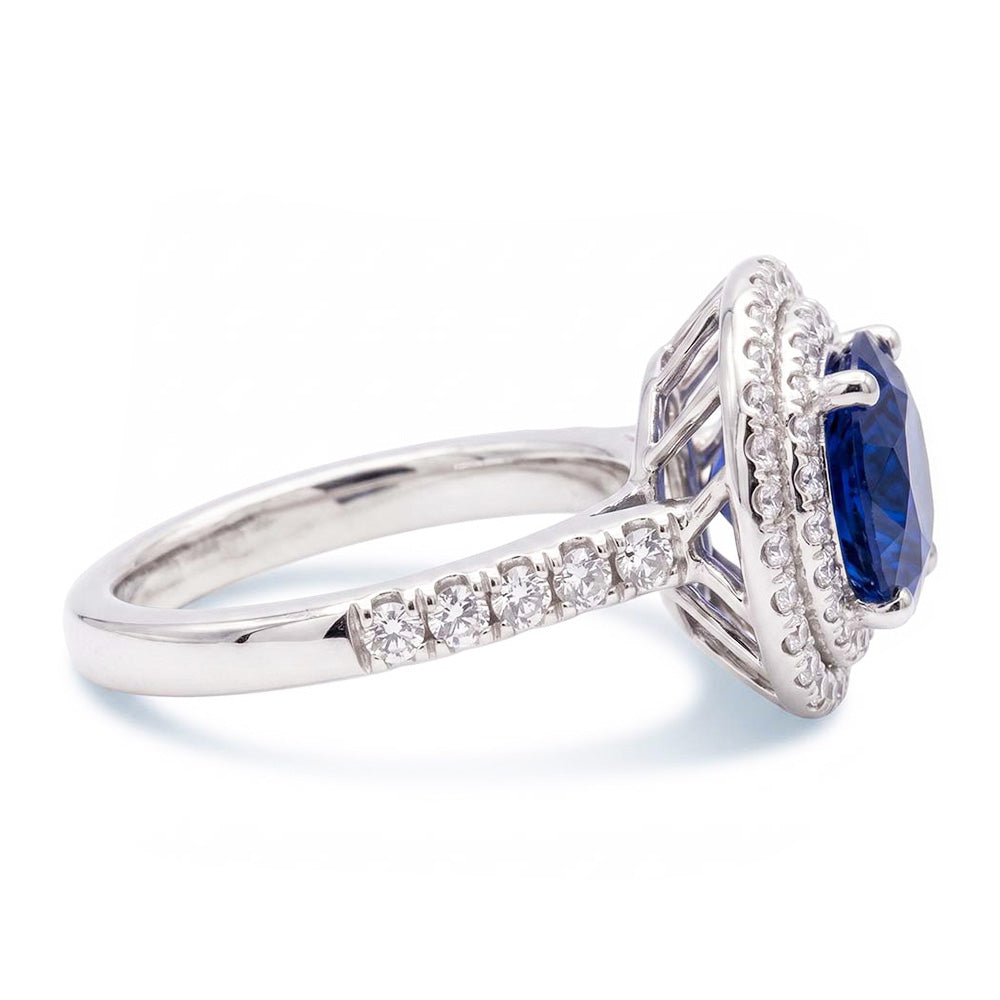 Natural Sapphire Ring 3ct - White Gold 14K