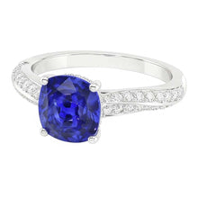 Natural Sapphire Ring 3ct - White Gold 14K