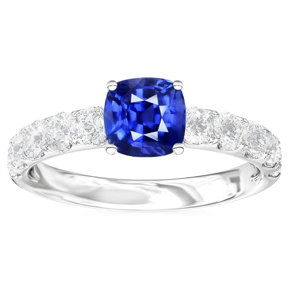 Natural Sapphire Ring 3ct - White Gold 14K