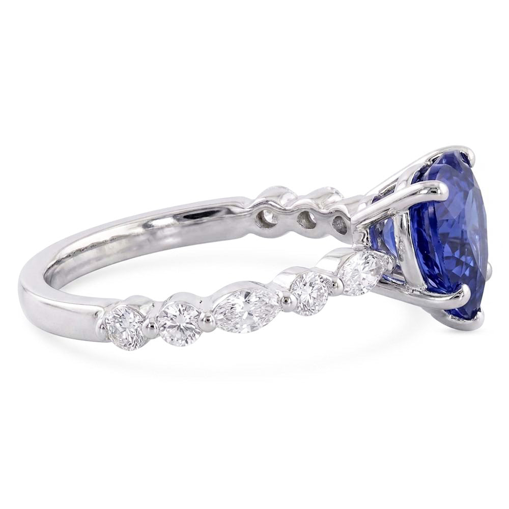 Natural Sapphire Ring 3ct - White Gold 14K