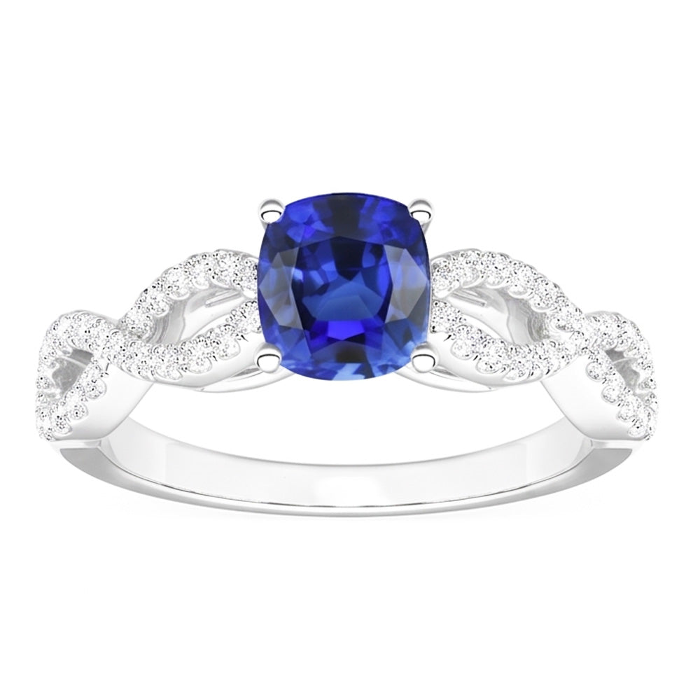 Natural Sapphire Ring 3ct - White Gold 14K
