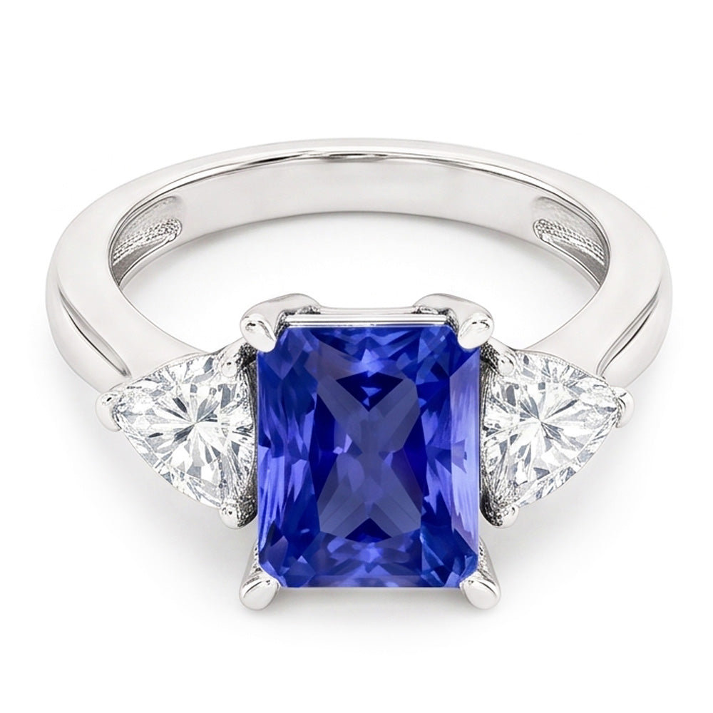 Natural Sapphire Ring 3ct - White Gold 14K