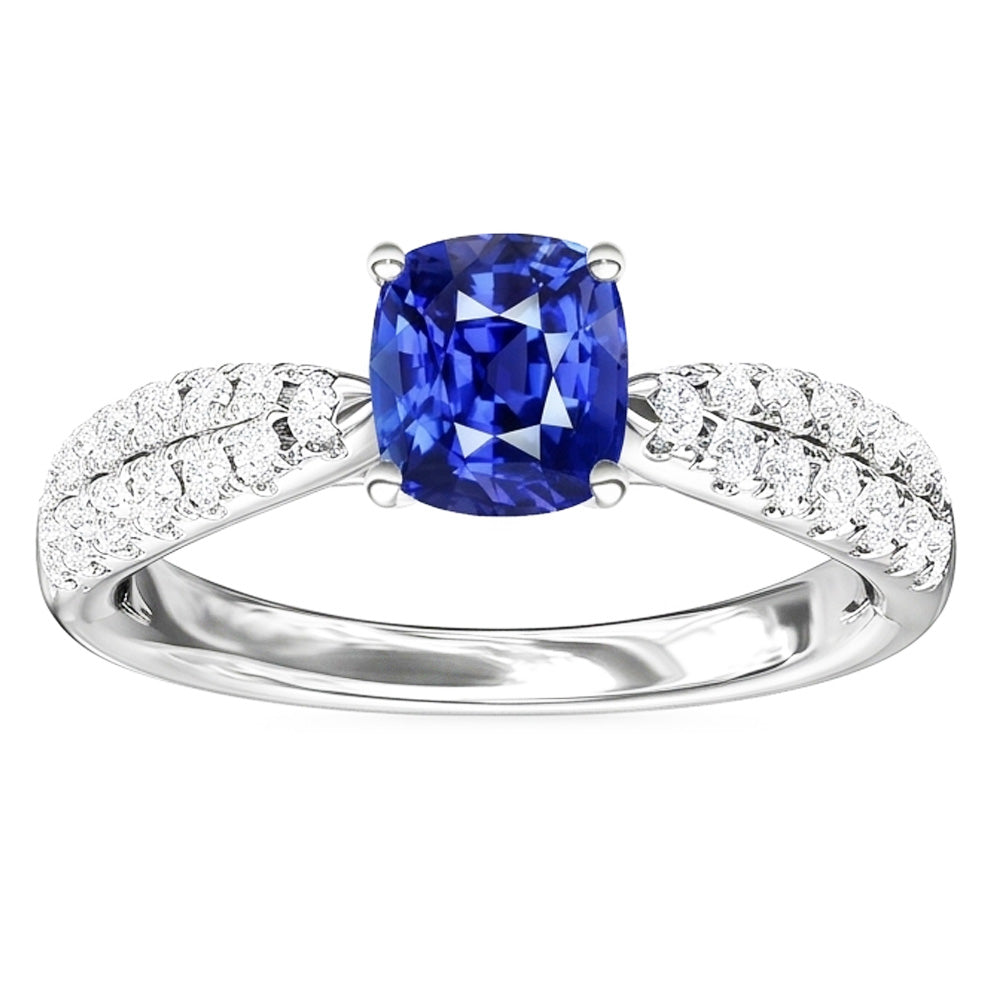Natural Sapphire Ring 3ct - White Gold 14K