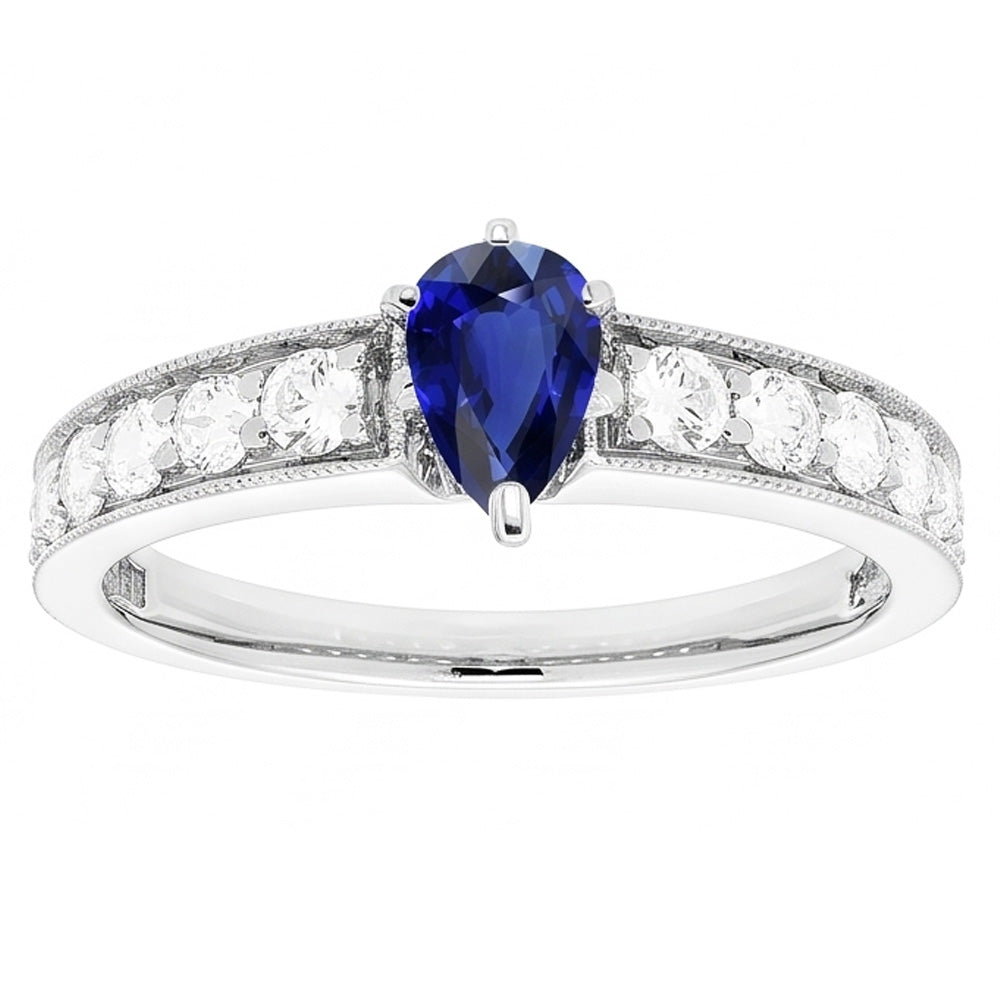 Natural Sapphire Ring 3ct - White Gold 14K