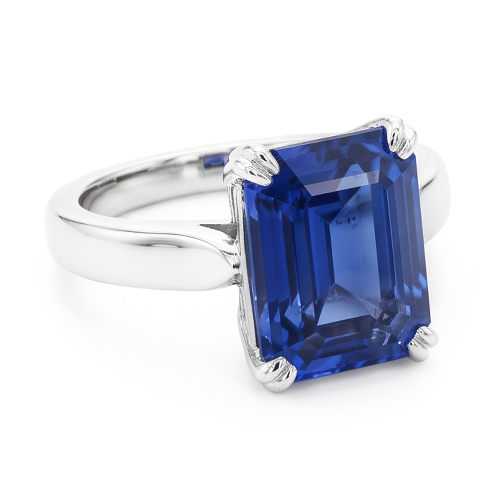 Natural Sapphire Ring 3ct - White Gold 14K