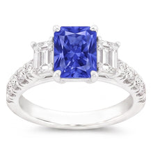 Natural Sapphire Ring 3ct - White Gold 14K