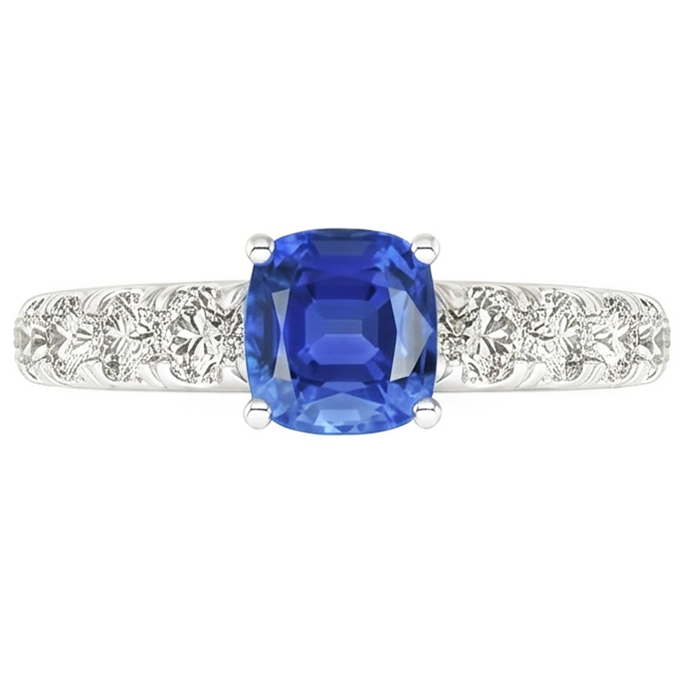 Natural Sapphire Ring 3ct - White Gold 14K