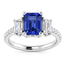 Natural Sapphire Ring 3ct - White Gold 14K