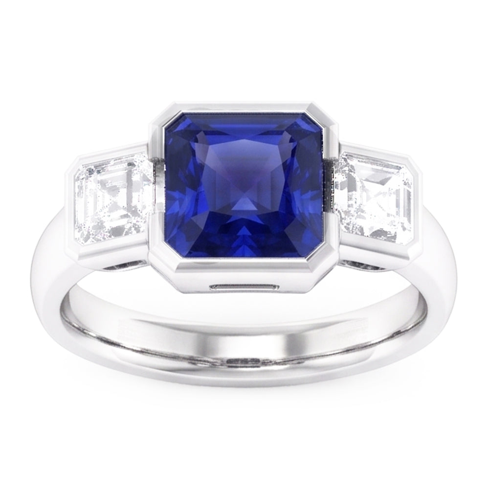 Natural Sapphire Ring 3ct - White Gold 14K
