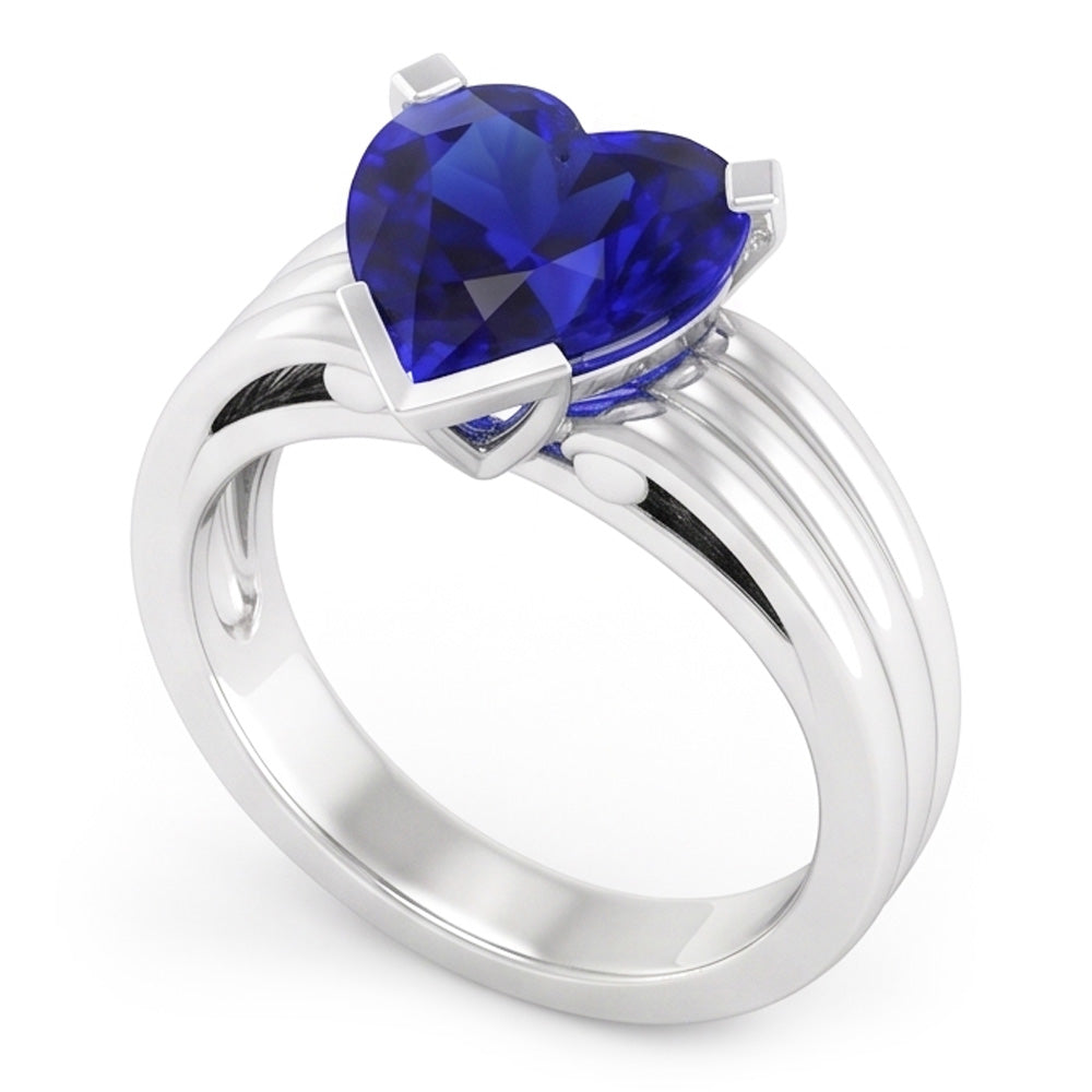 Natural Sapphire Ring 3ct - White Gold 14K
