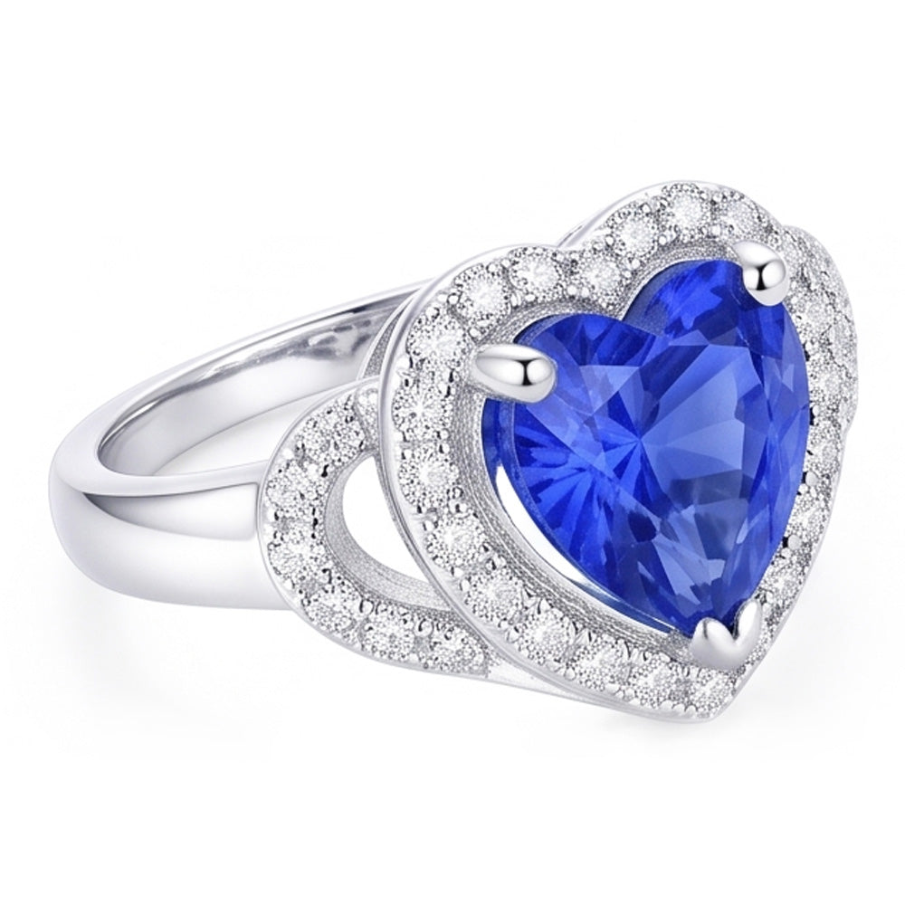 Natural Sapphire Ring 3ct - White Gold 14K