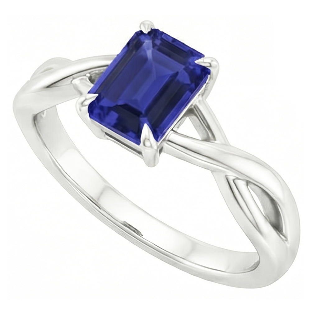 Natural Sapphire Ring 3ct - White Gold 14K