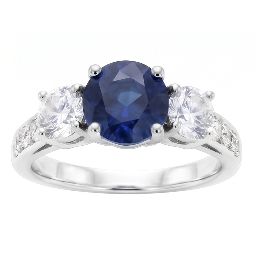 Natural Sapphire Ring 3ct - White Gold 14K