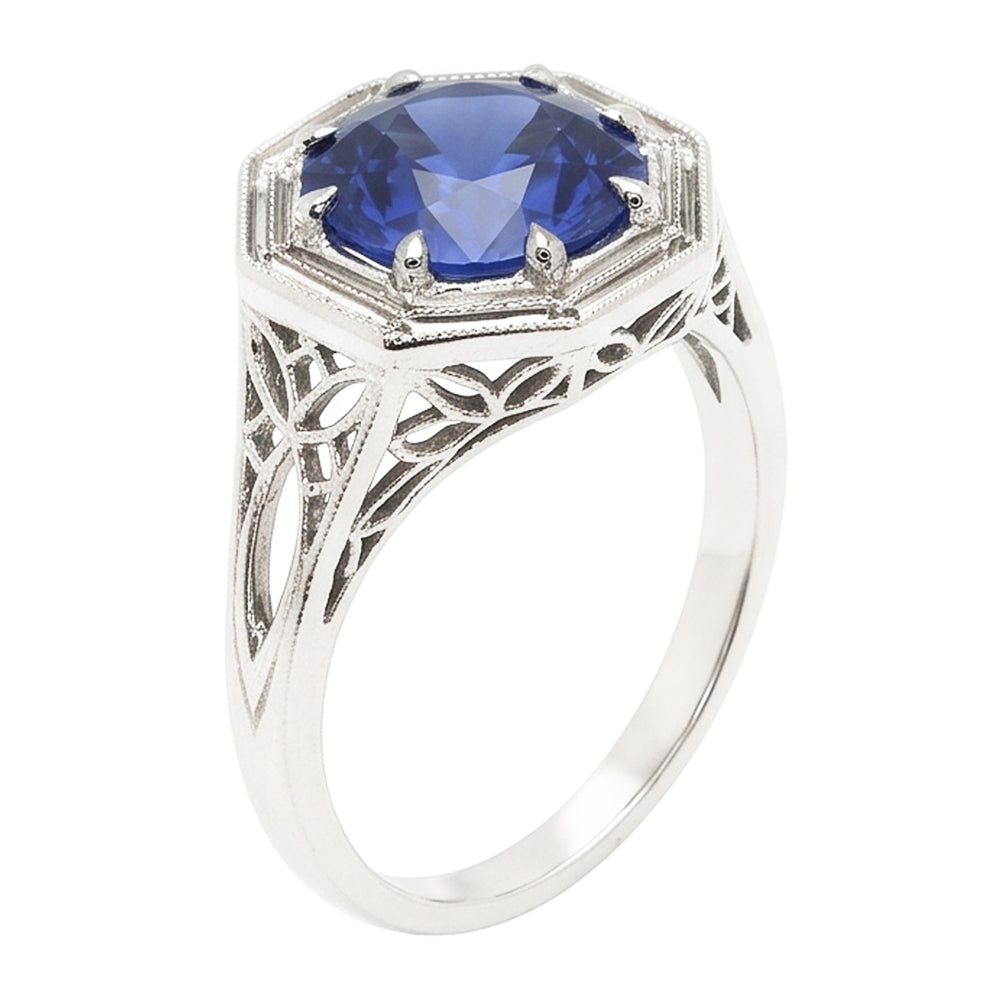 Natural Sapphire Ring 3ct - White Gold 14K