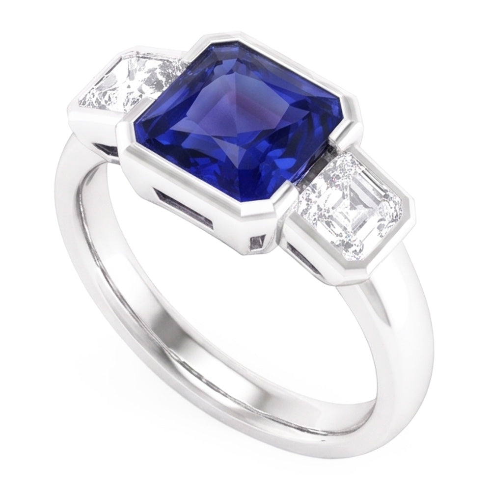 Natural Sapphire Ring 3ct - White Gold 14K