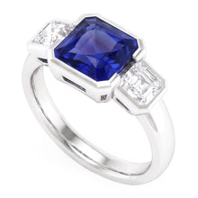 Natural Sapphire Ring 3ct - White Gold 14K