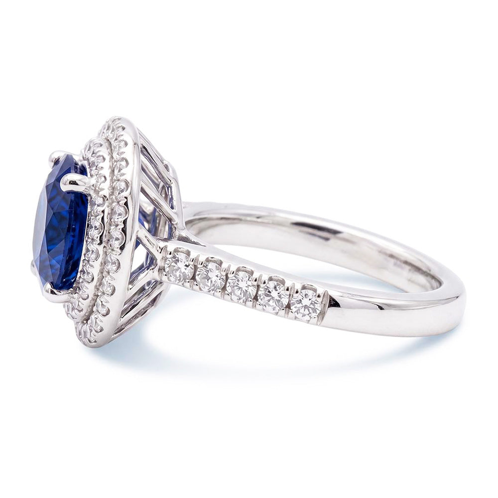 Natural Sapphire Ring 3ct - White Gold 14K