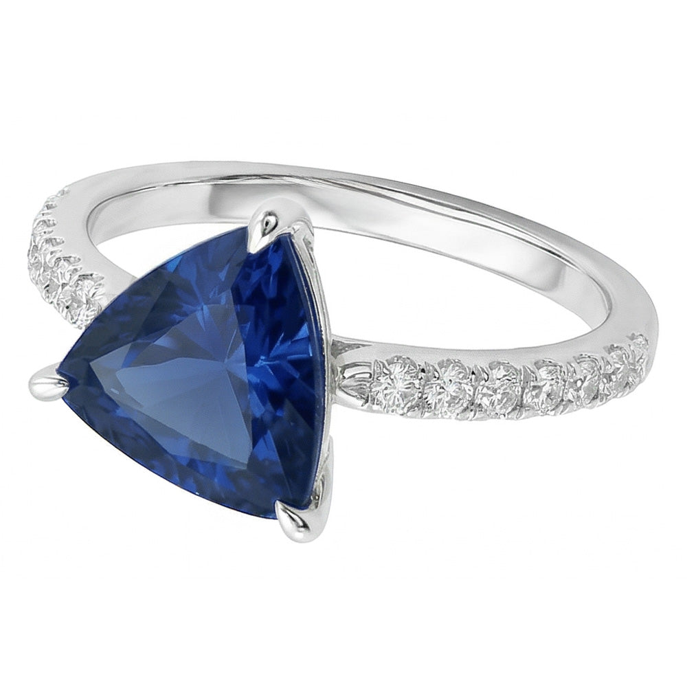 Natural Sapphire Ring 3ct - White Gold 14K