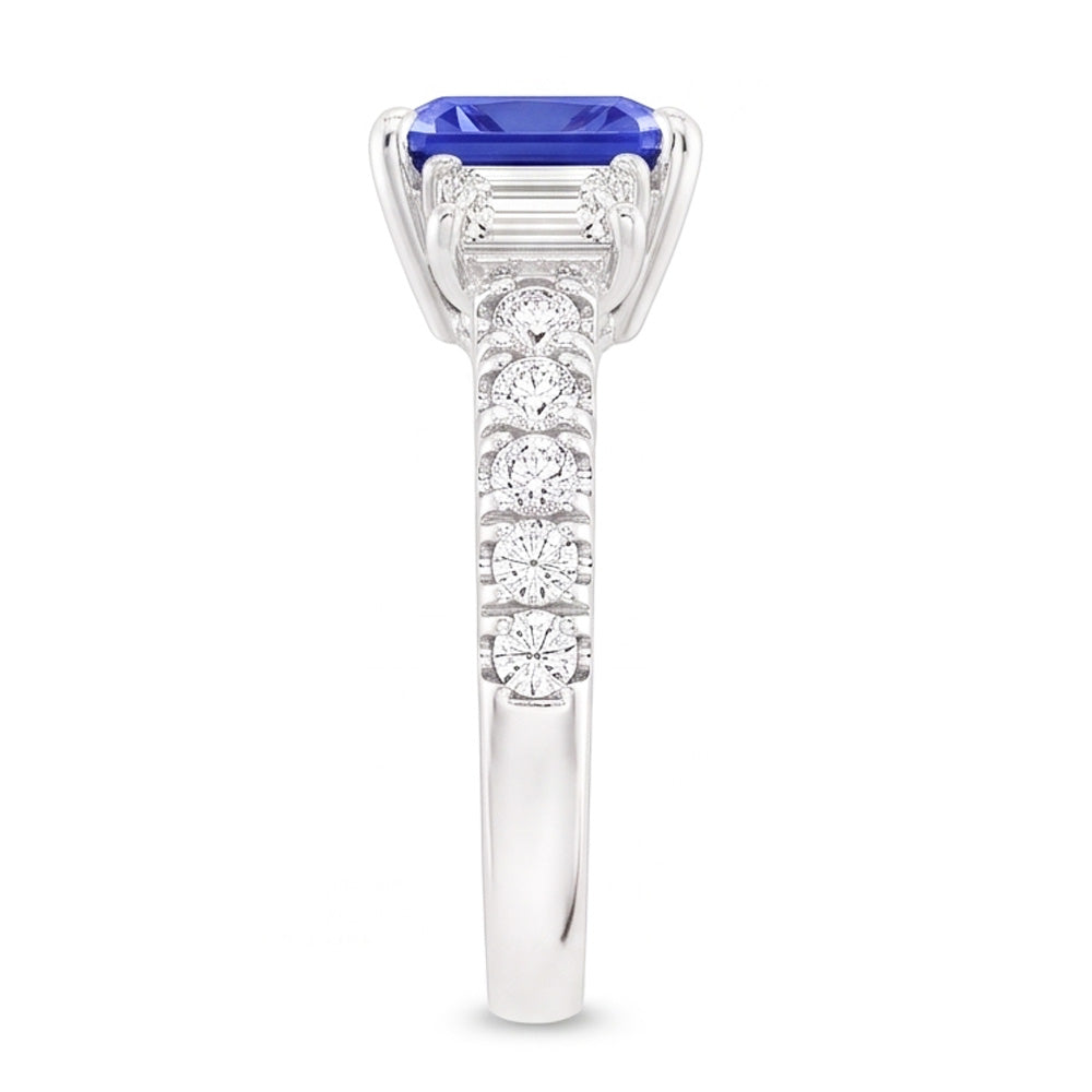Natural Sapphire Ring 3ct - White Gold 14K