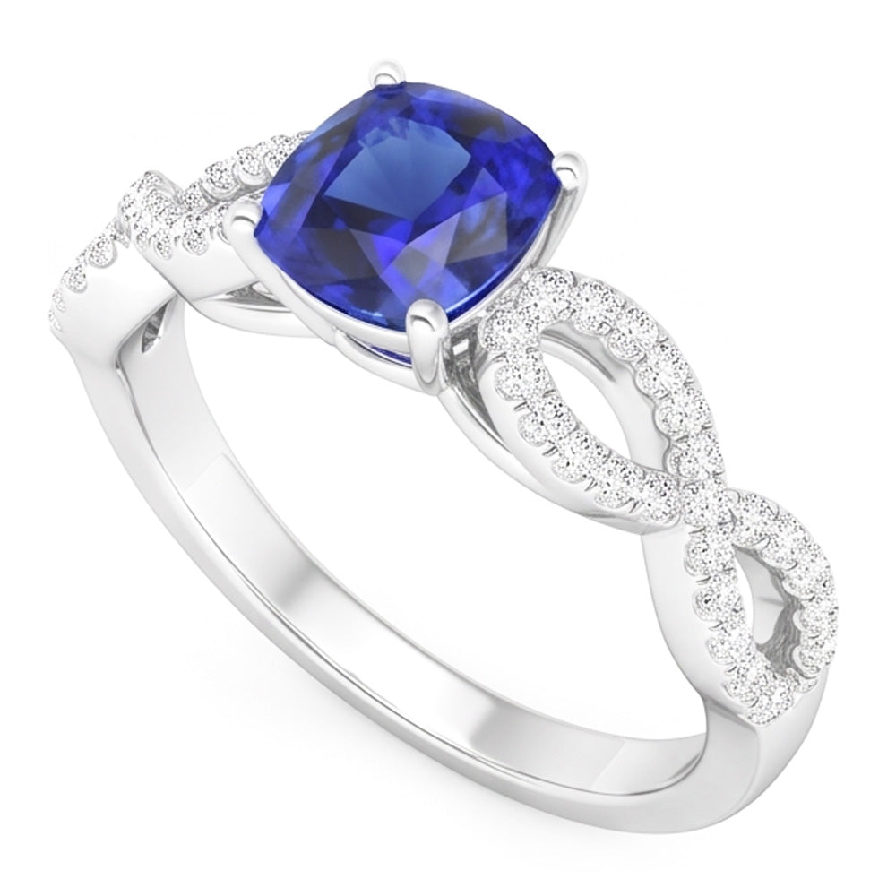 Natural Sapphire Ring 3ct - White Gold 14K