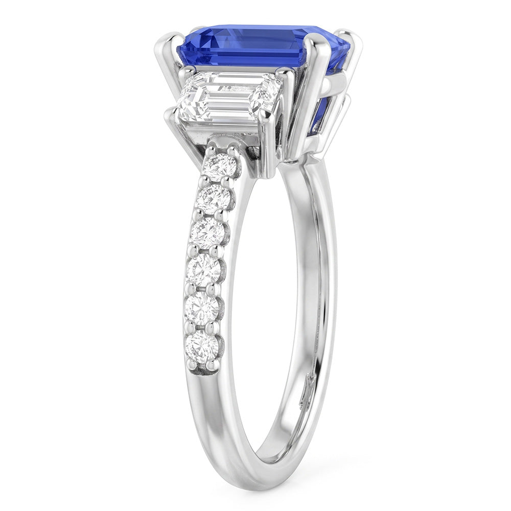 Natural Sapphire Ring 3ct - White Gold 14K