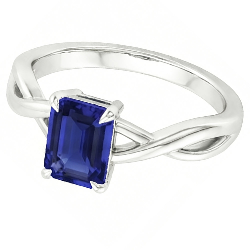 Natural Sapphire Ring 3ct - White Gold 14K