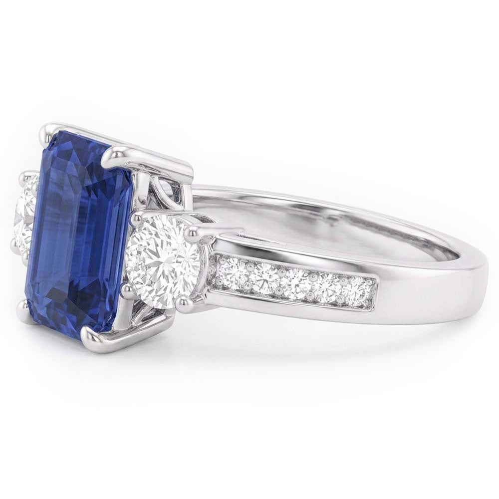 Natural Sapphire Ring 3ct - White Gold 14K