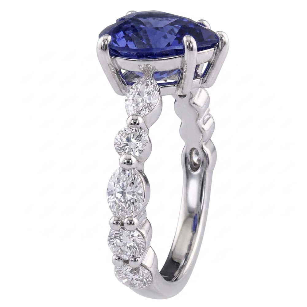 Natural Sapphire Ring 3ct - White Gold 14K