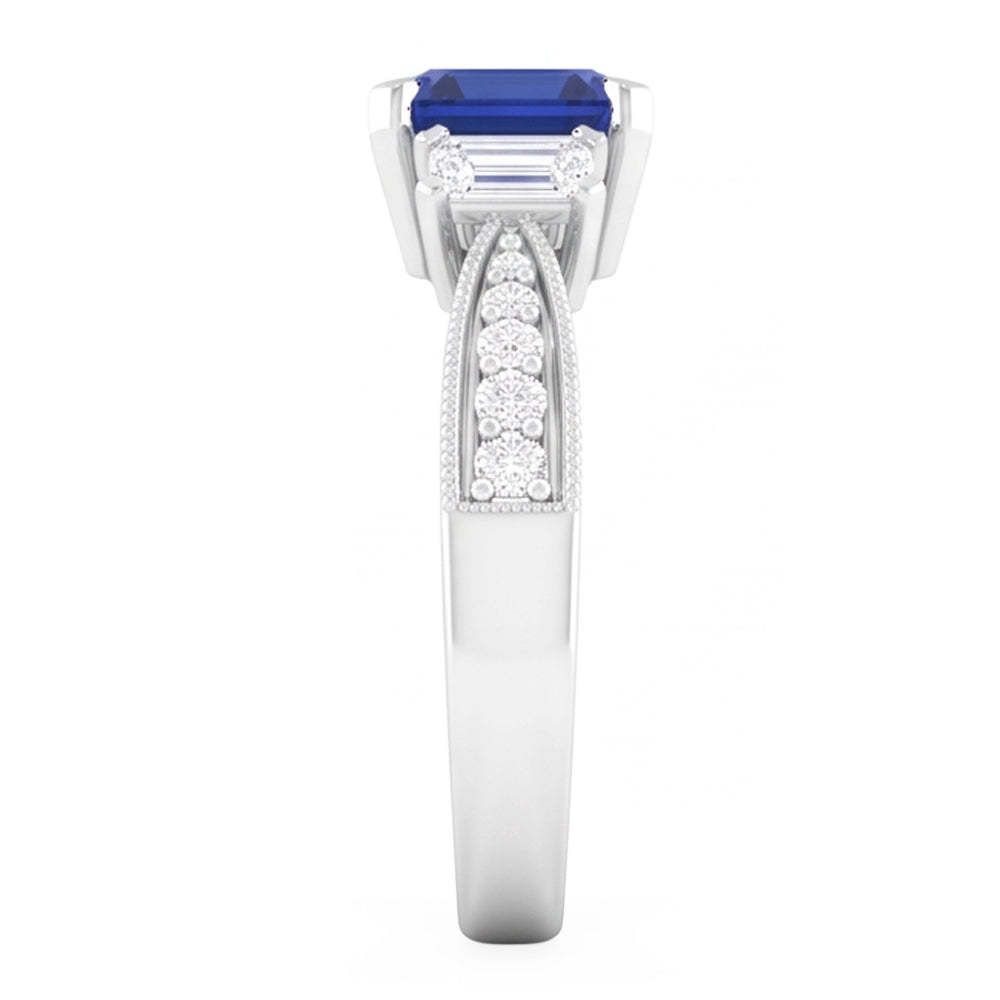 Natural Sapphire Ring 3ct - White Gold 14K