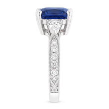 Natural Sapphire Ring 3ct - White Gold 14K
