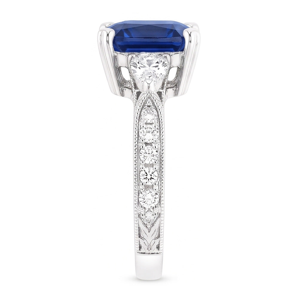 Natural Sapphire Ring 3ct - White Gold 14K