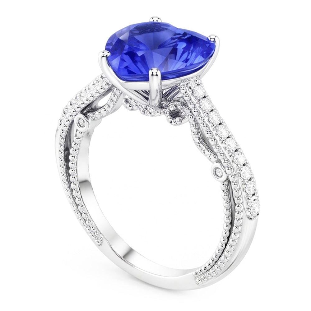 Natural Sapphire Ring 3ct - White Gold 14K