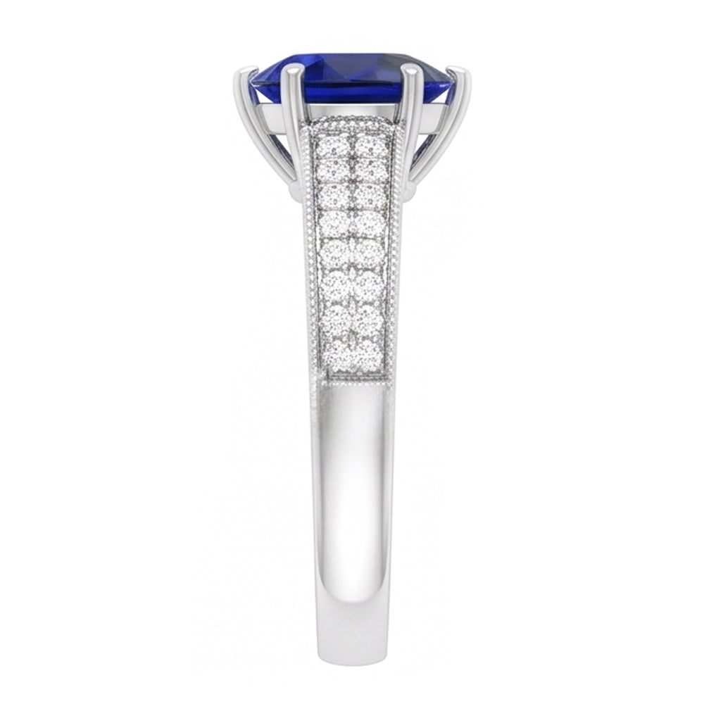 Natural Sapphire Ring 3ct - White Gold 14K