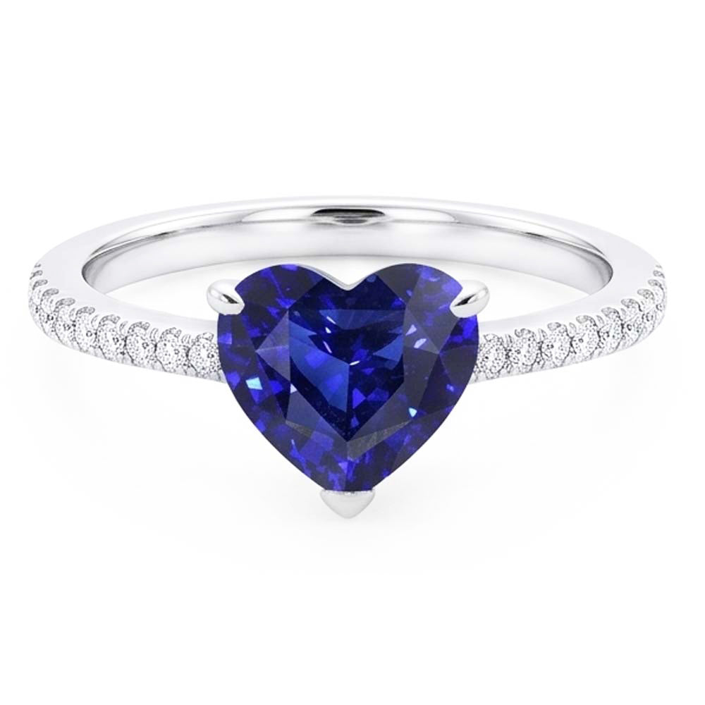 Natural Sapphire Ring 3ct - White Gold 14K