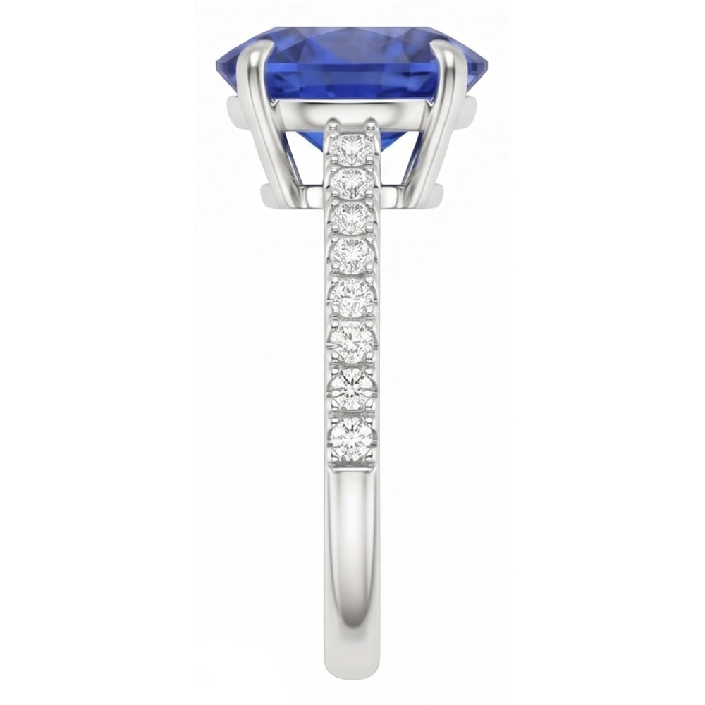 Natural Sapphire Ring 3ct - White Gold 14K