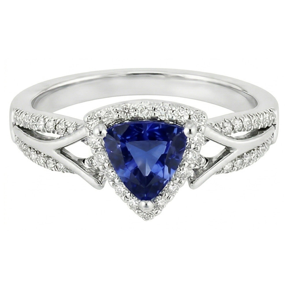 Natural Sapphire Ring 3ct - White Gold 14K