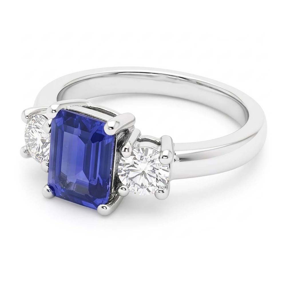Natural Sapphire Ring 3ct - White Gold 14K