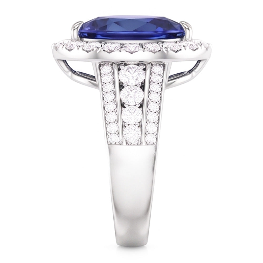 Natural Sapphire Ring 3ct - White Gold 14K