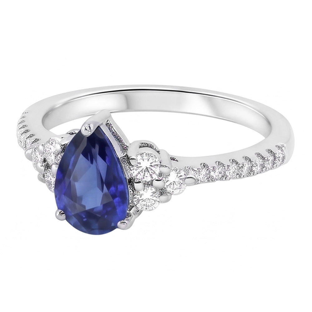 Natural Sapphire Ring 3ct - White Gold 14K