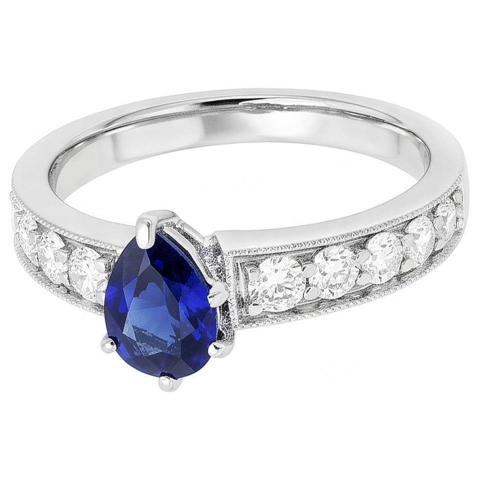 Natural Sapphire Ring 3ct - White Gold 14K