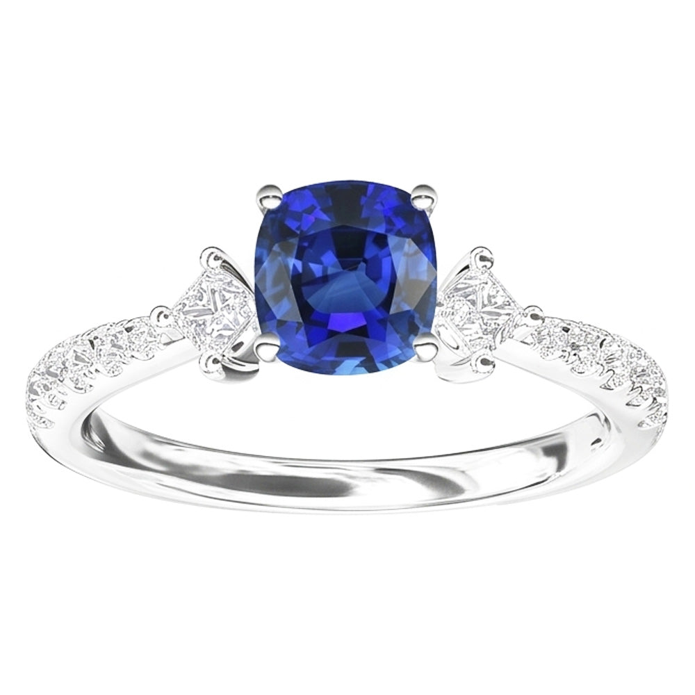 Natural Sapphire Ring 3ct - White Gold 14K