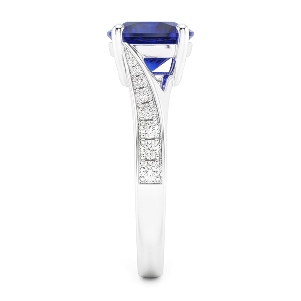 Natural Sapphire Ring 3ct - White Gold 14K