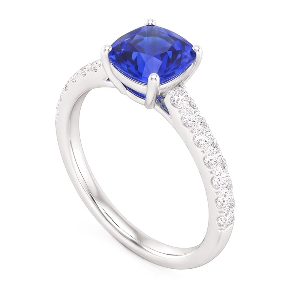 Natural Sapphire Ring 3ct - White Gold 14K