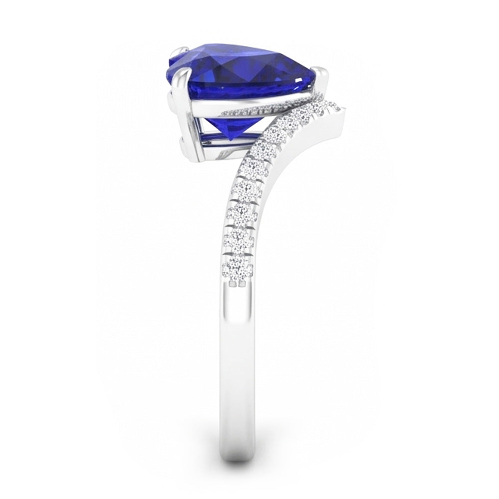 Natural Sapphire Ring 3ct - White Gold 14K