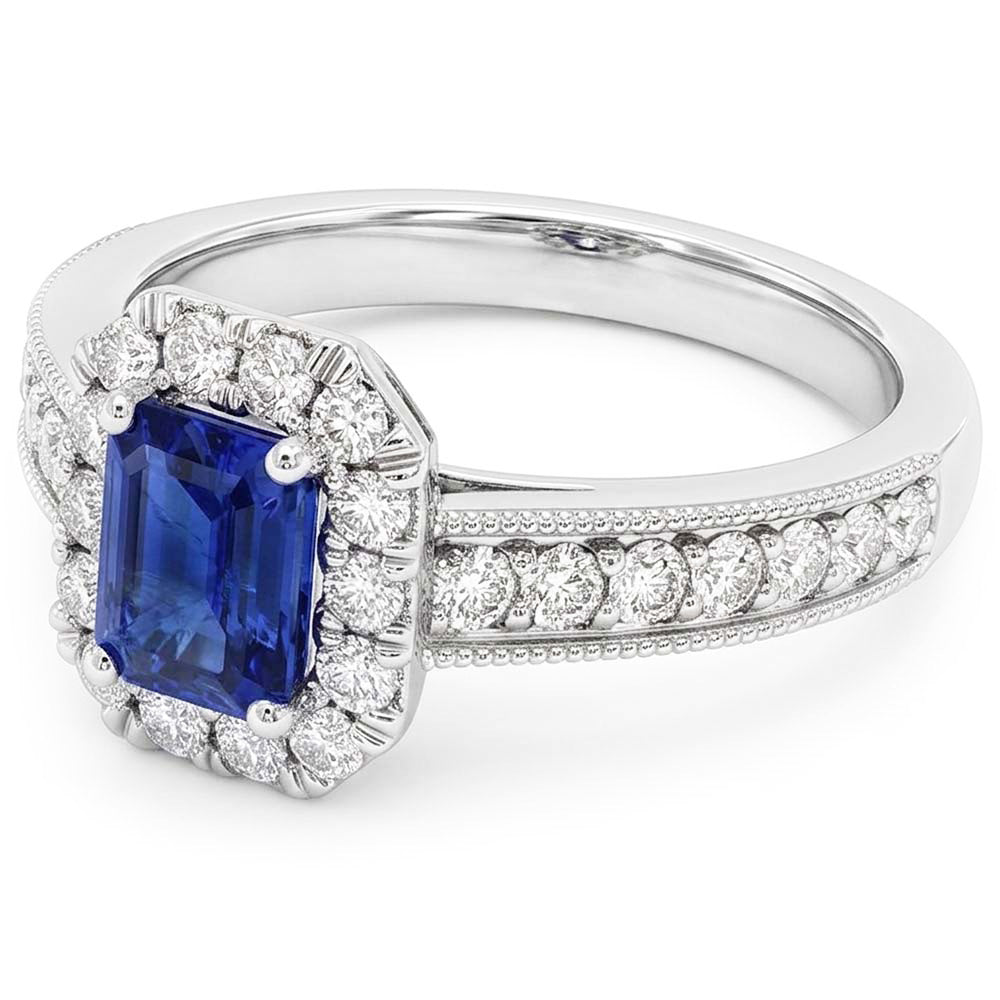 Natural Sapphire Ring 3ct - White Gold 14K